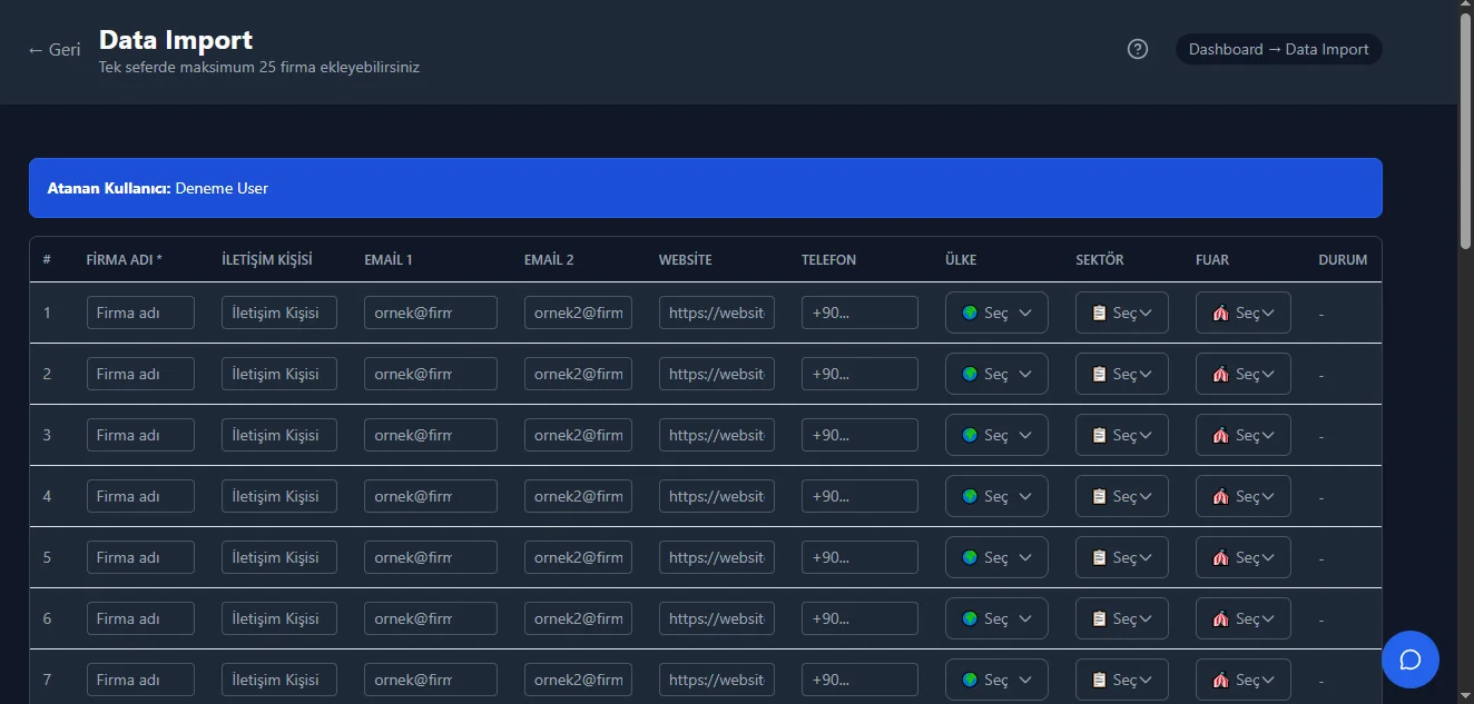 Toplu Data Import screenshot